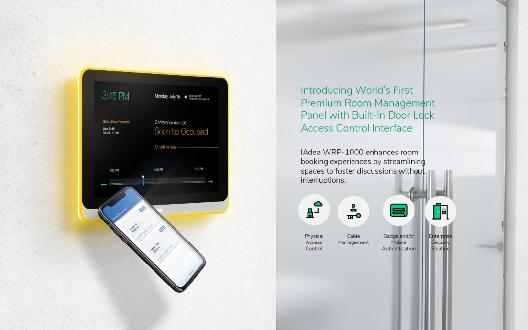 DST: IAdea Introduces the World’s first HID Mobile Access Room Booking Panel with Physical Access Control