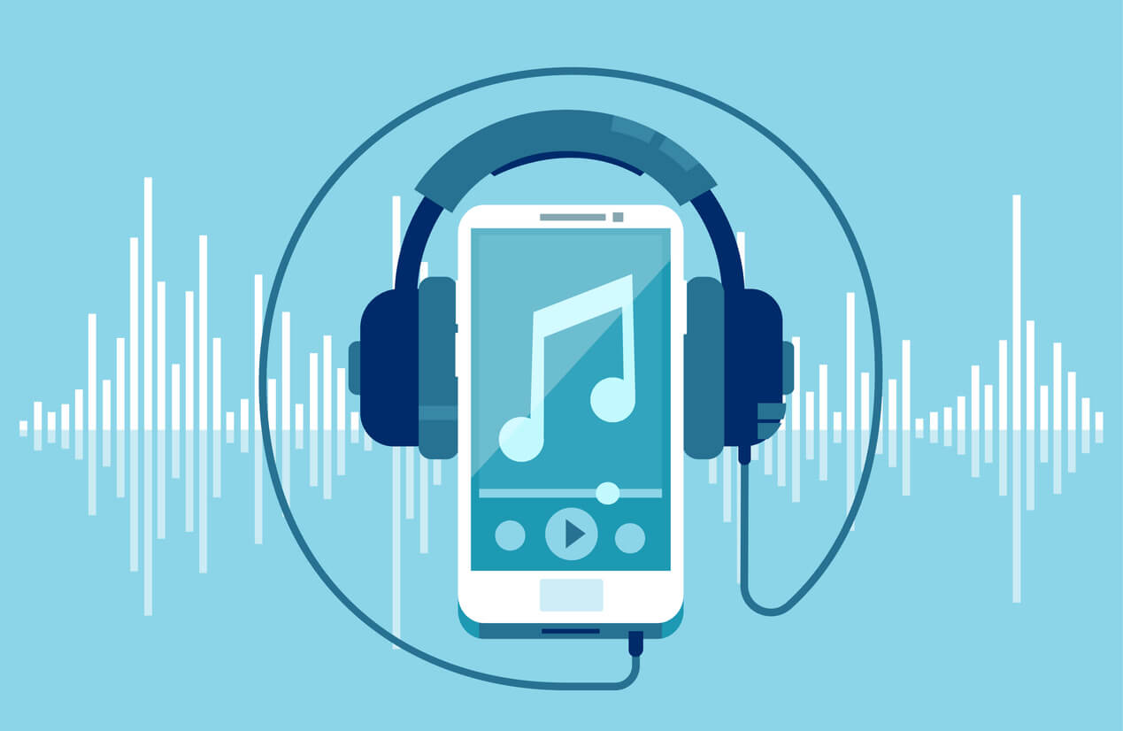 Vector of a smart phone and headphones
