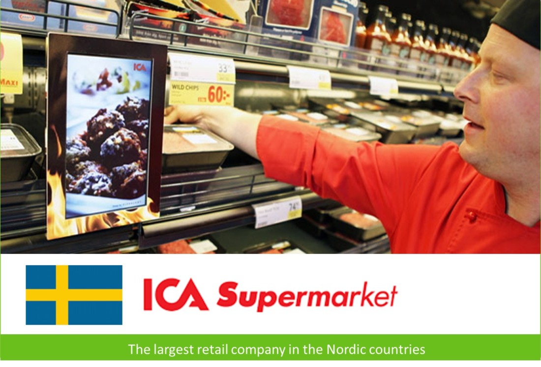 Smart signboard at Swedish chain supermarket ICA