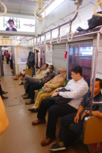Digital signage inside trains of Indonesian metro Kereta Commuter