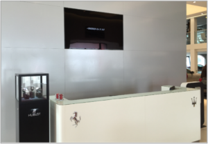 Digital sign deployed behind the reception desk at Munsterhuis