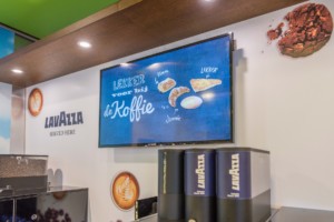 Digital sign at coffeeshop