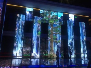 Video wall installed at lobby of China Trust in Nangang, Taipei.