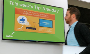 Company-wide internal announcement through digital signage