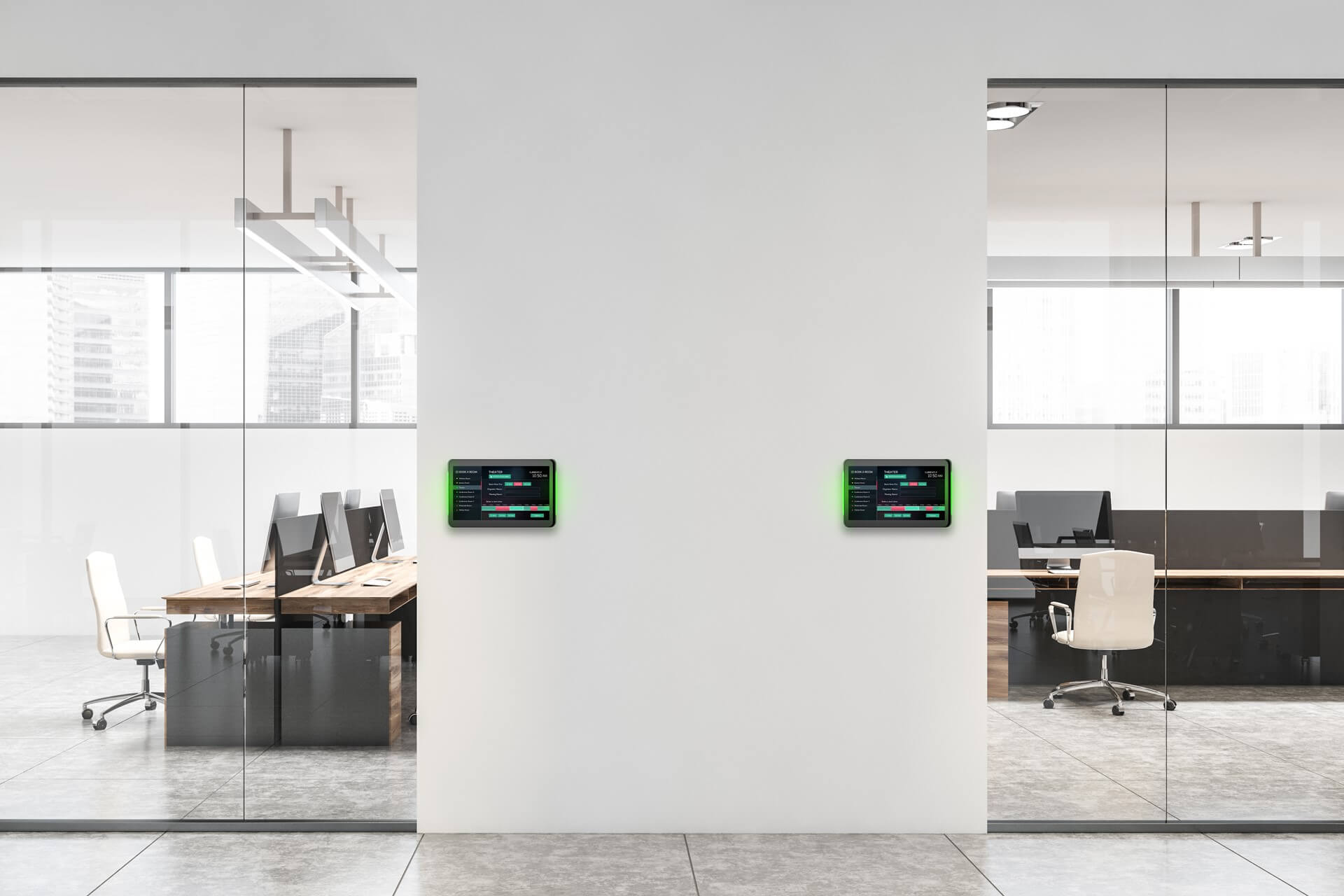 XDS-1078 with NFC technology installed on the wall outside meeting room