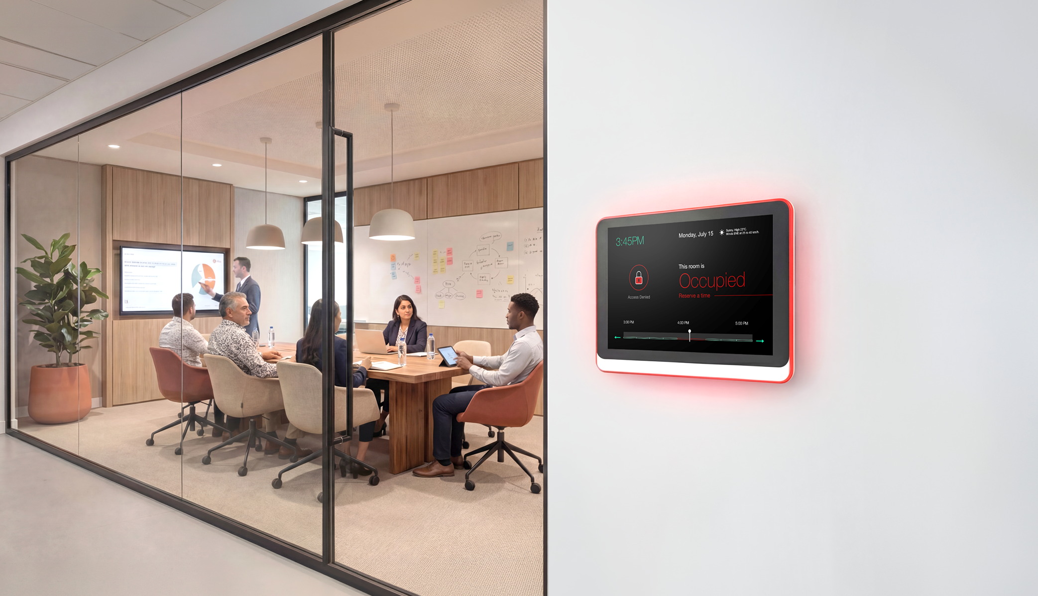 IAdea digital signage display in a corporate workplace