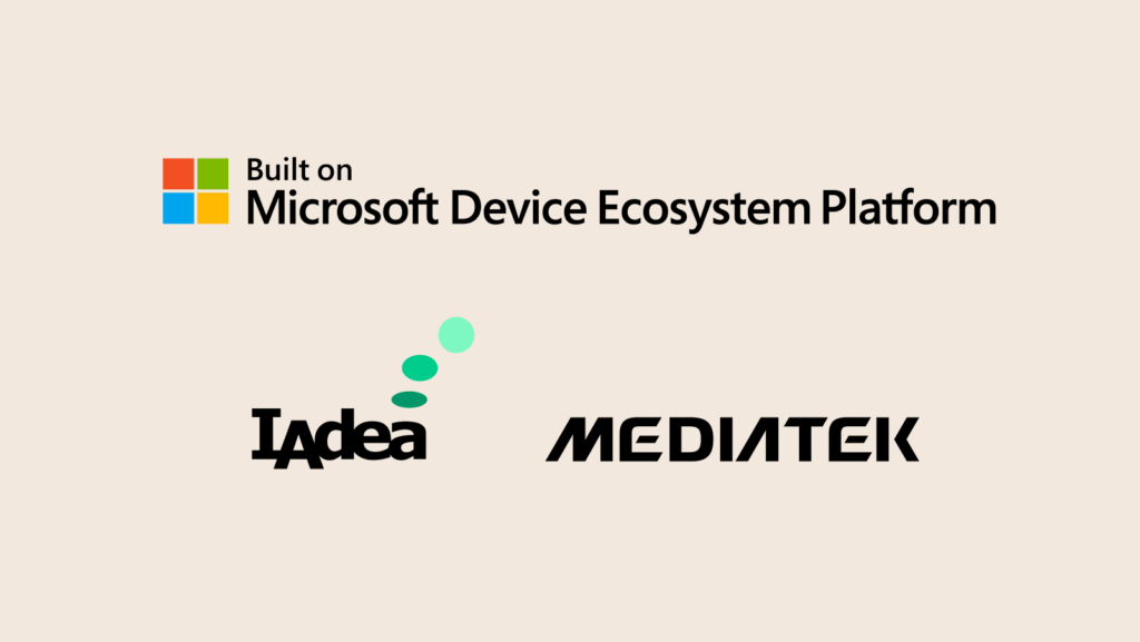 IAdea and MediaTek logos shown with Microsoft Device Ecosystem Platform branding