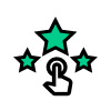 Icon of a hand tapping beneath three stars