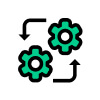 Icon of two gears joined by circular arrows