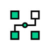 Icon of connected squares in a network diagram