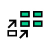 Icon of stacked blocks with upward arrows